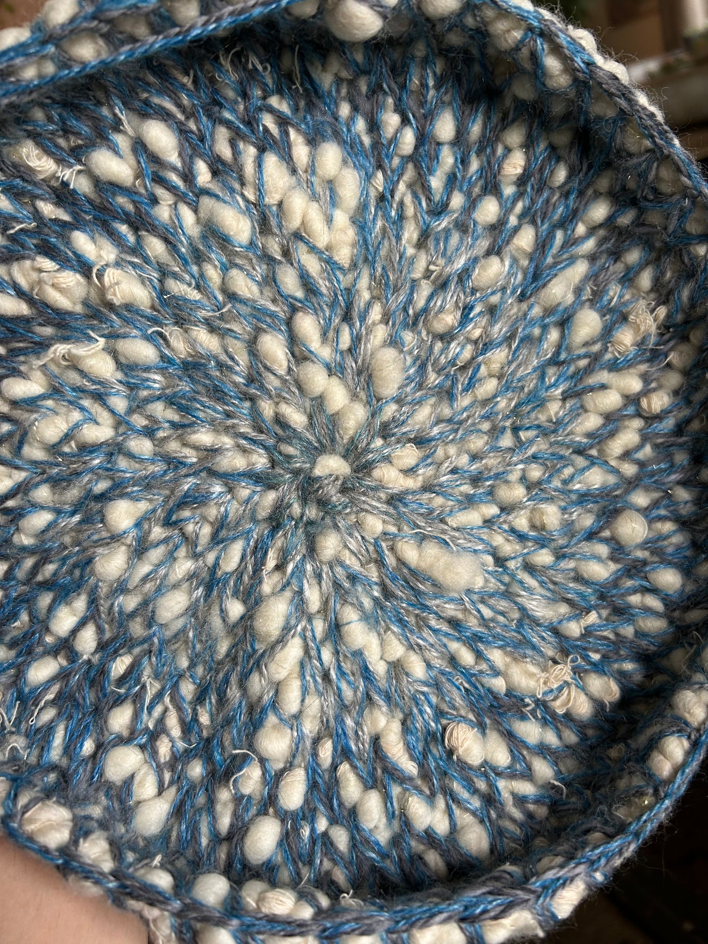 Blue stitched