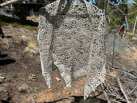 Crochet Lace Shawl—Ashy Alpaca/Silk