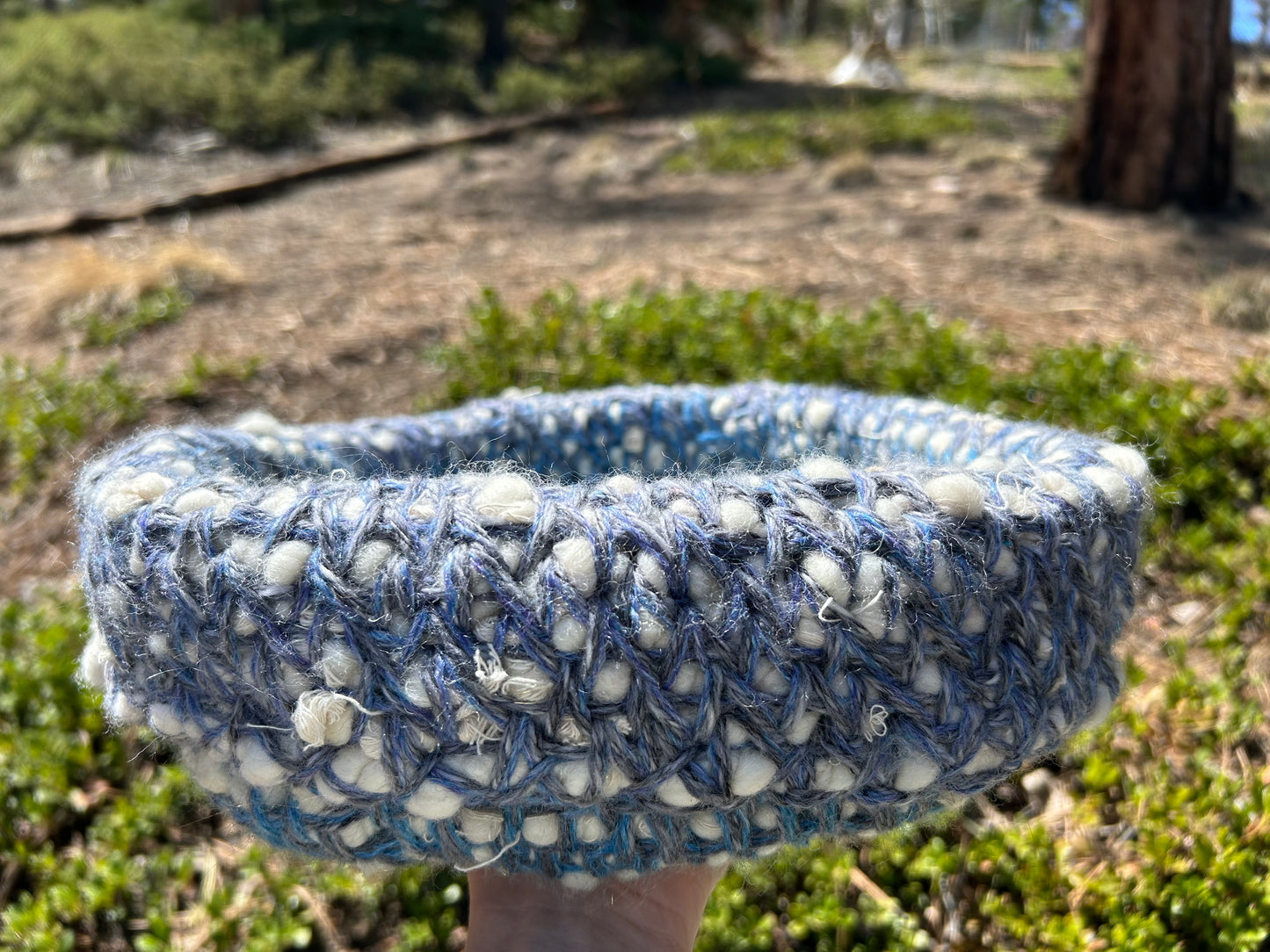 Blue stitched